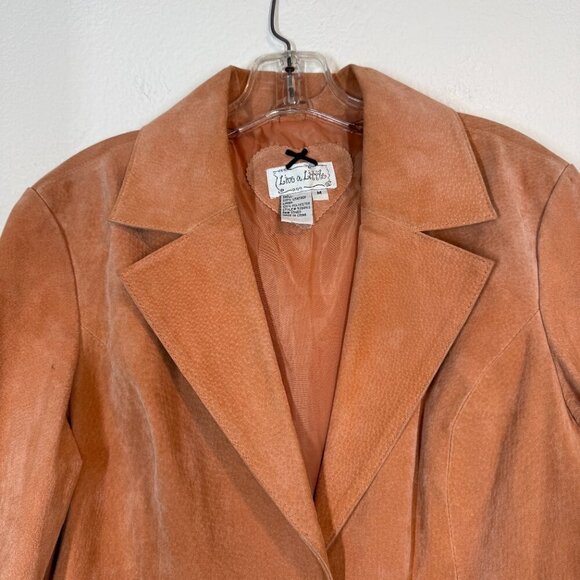 Live a Little Suede Leather Blazer Jacket Orange Western Boho Chic Y2K Medium - Picture 4 of 10